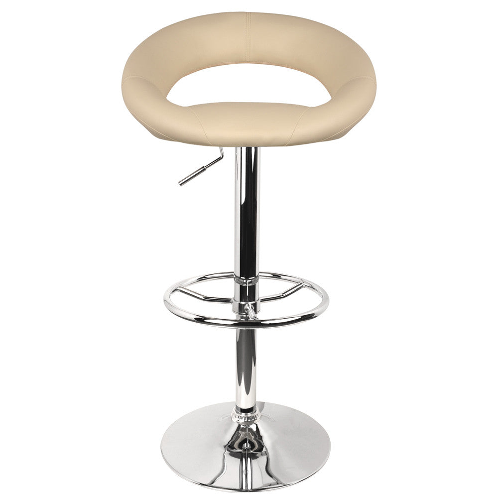 Set of 2 PU Leather Kitchen Bar Stool Beige