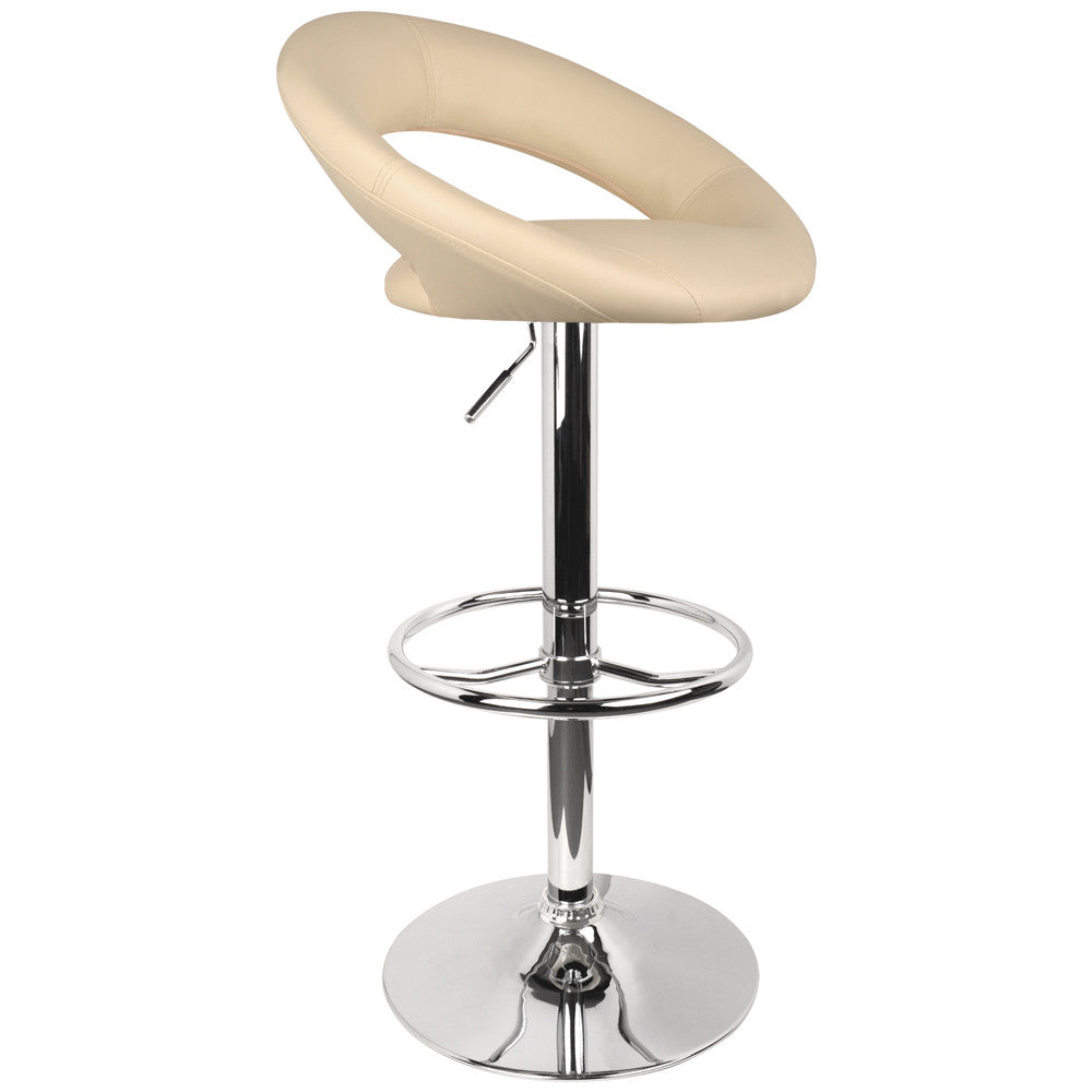 Set of 2 PU Leather Kitchen Bar Stool Beige