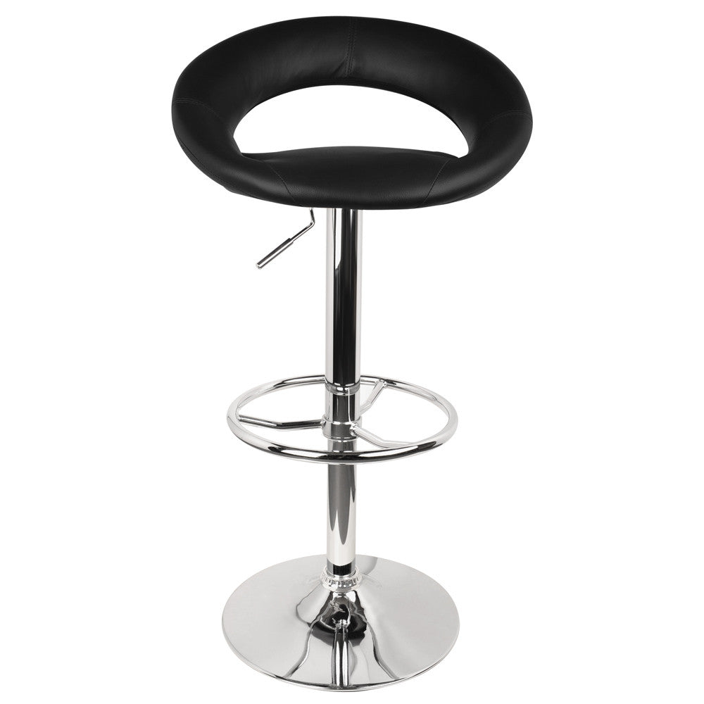 Set of 2 PU Leather Kitchen Bar Stool Black