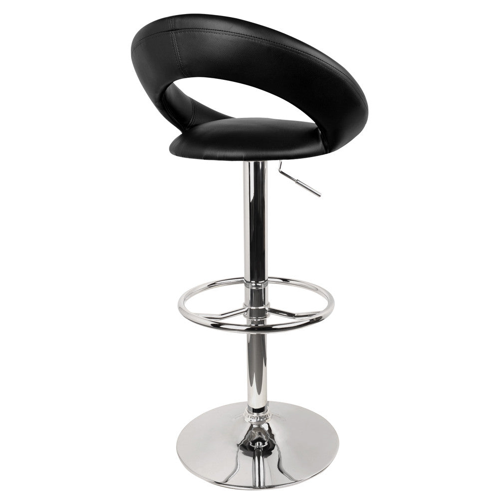 Set of 2 PU Leather Kitchen Bar Stool Black