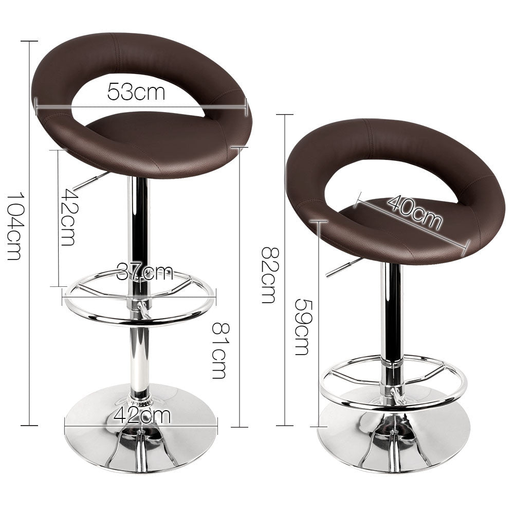 Set of 2 PU Leather Kitchen Bar Stool Chocolate