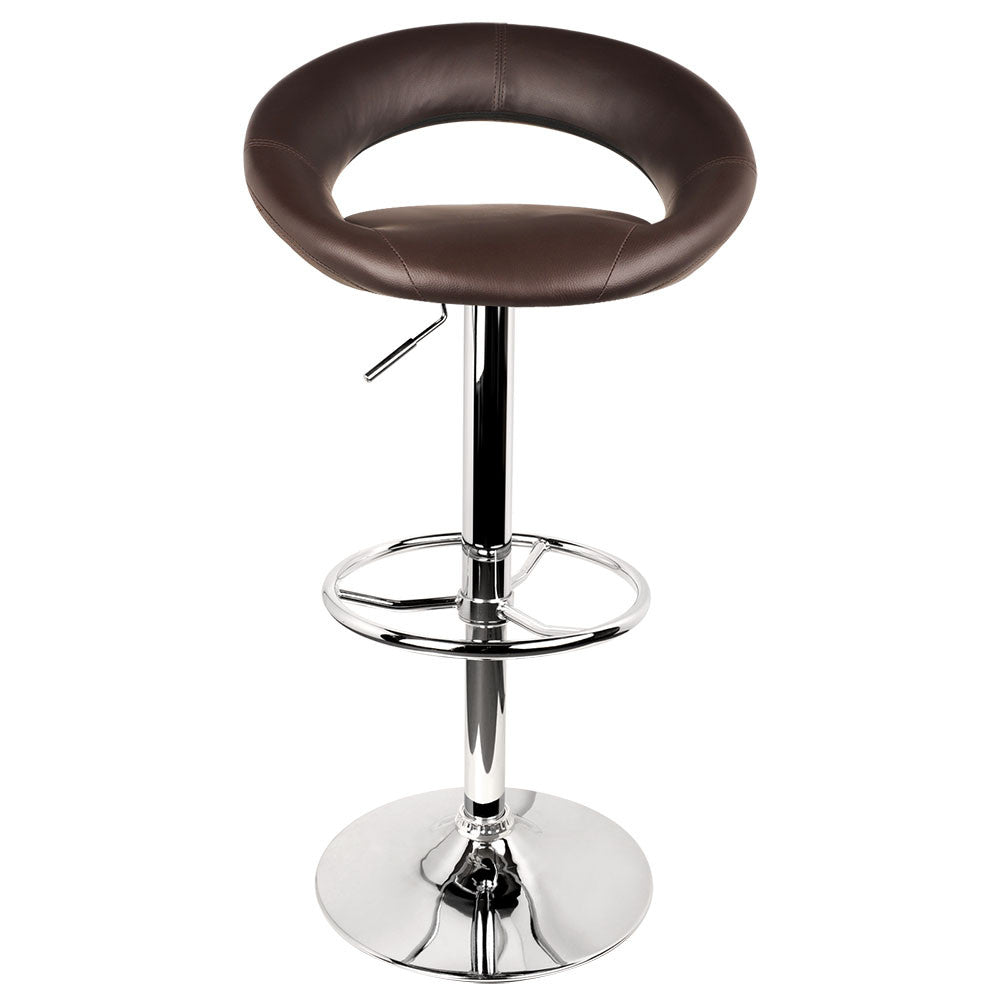 Set of 2 PU Leather Kitchen Bar Stool Chocolate