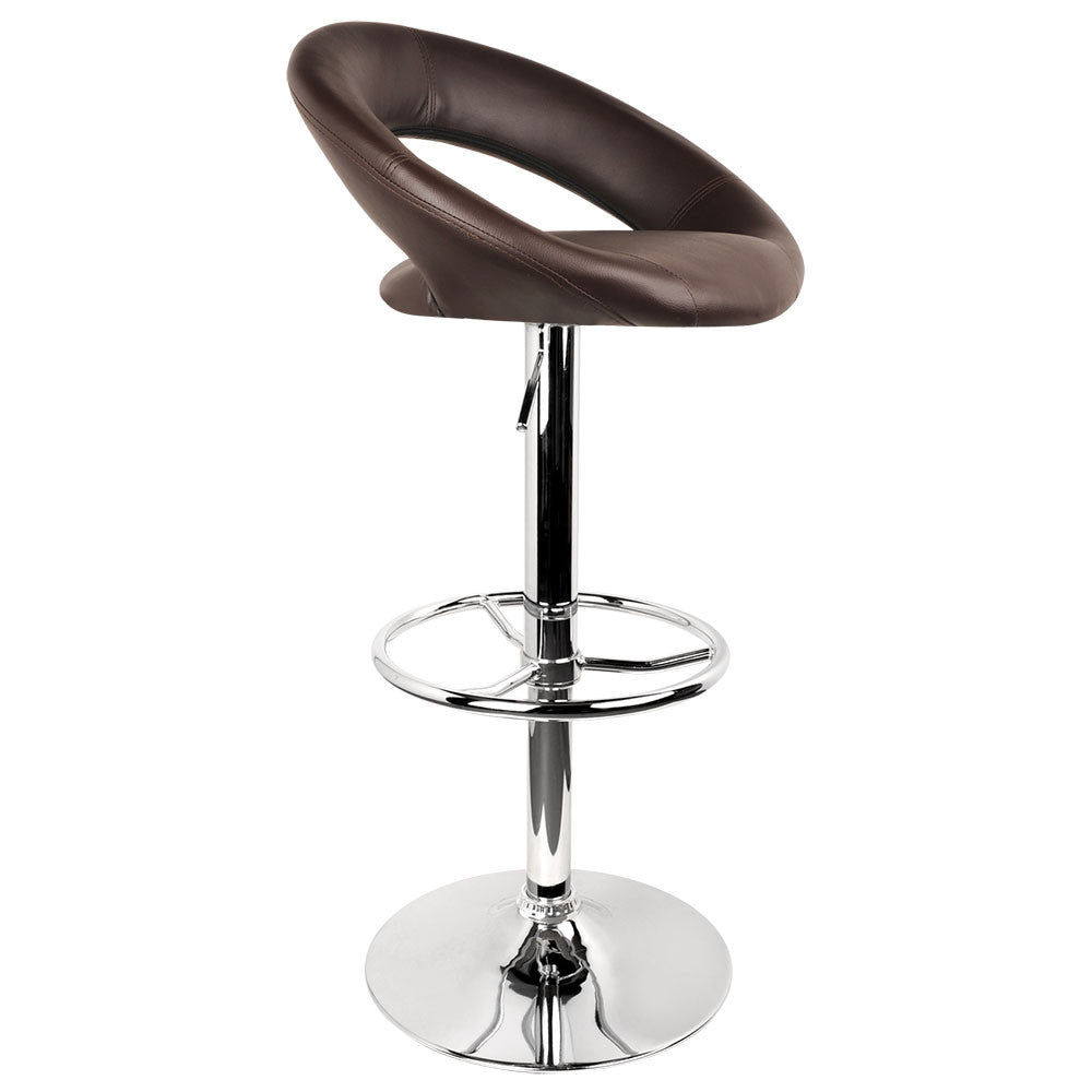 Set of 2 PU Leather Kitchen Bar Stool Chocolate