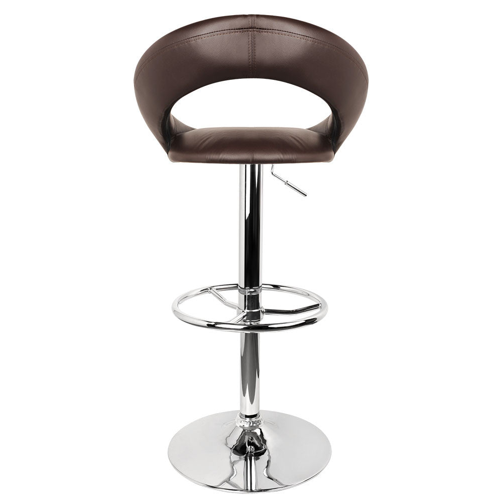 Set of 2 PU Leather Kitchen Bar Stool Chocolate