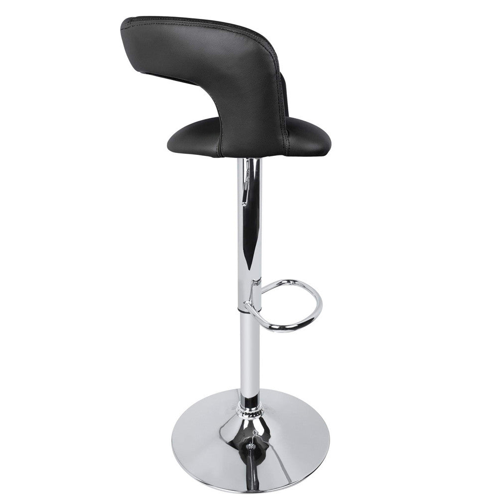 Set of 2 PU Leather Kitchen Bar Stool Black