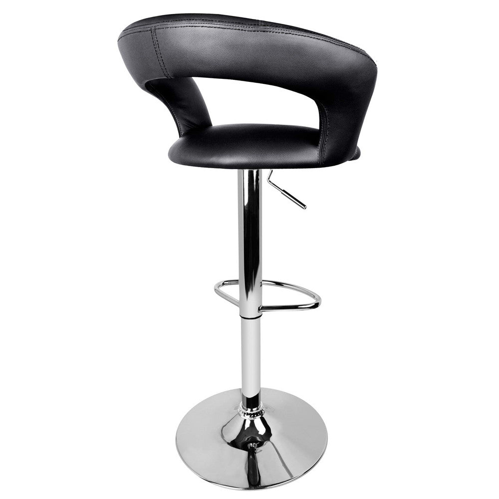 Set of 2 PU Leather Kitchen Bar Stool Black