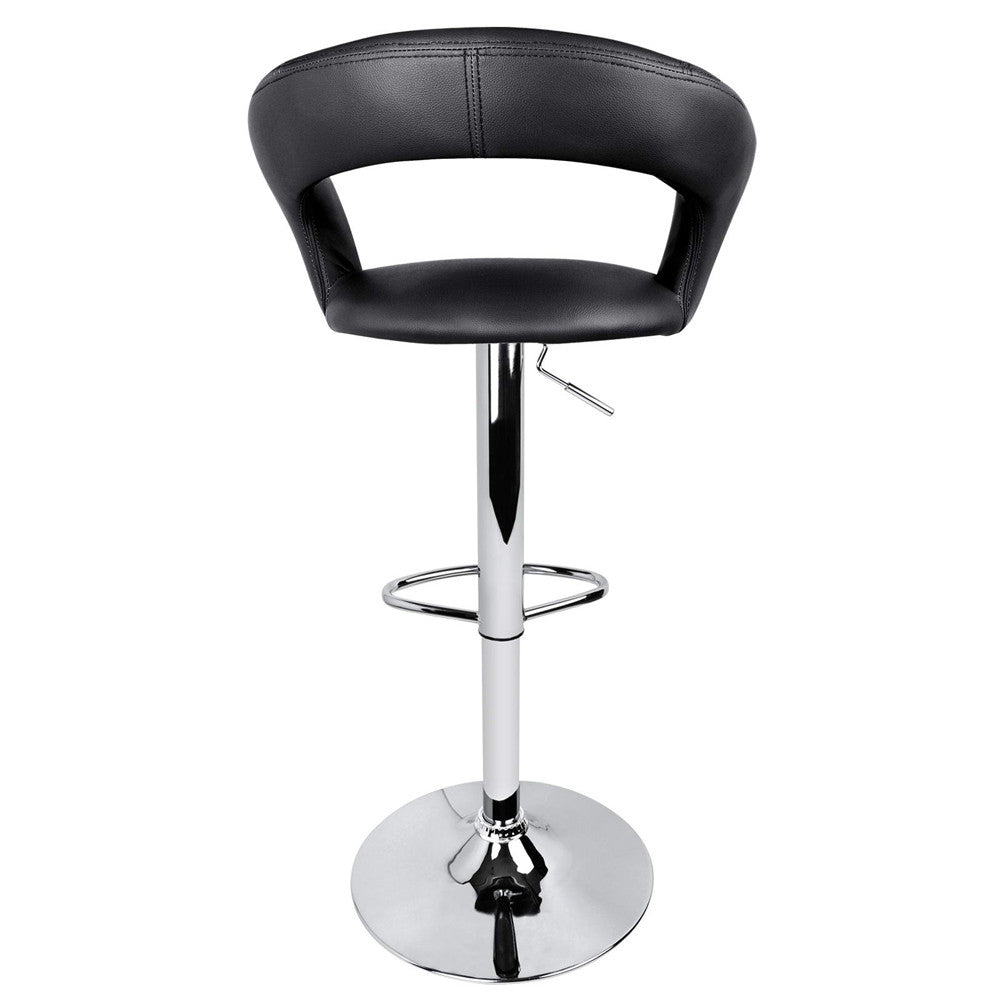 Set of 2 PU Leather Kitchen Bar Stool Black