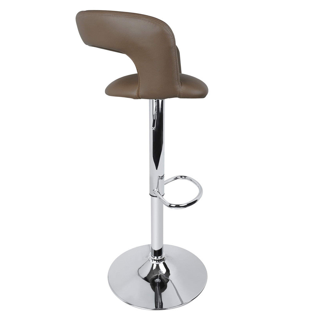 Set of 2 PU Leather Kitchen Bar Stool Taupe