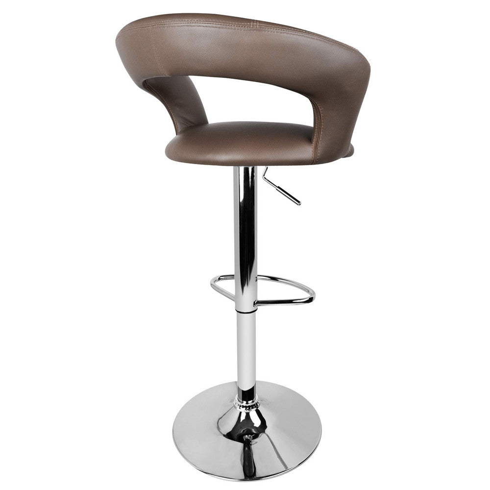 Set of 2 PU Leather Kitchen Bar Stool Taupe