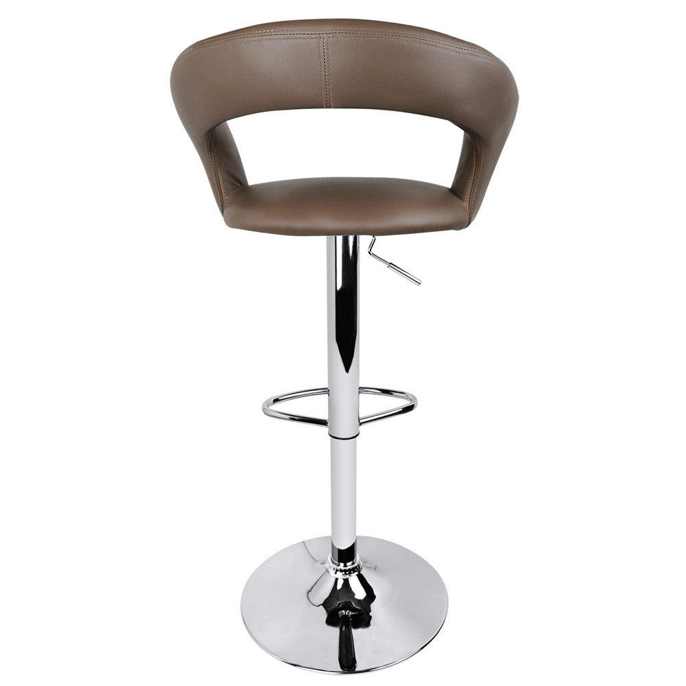 Set of 2 PU Leather Kitchen Bar Stool Taupe