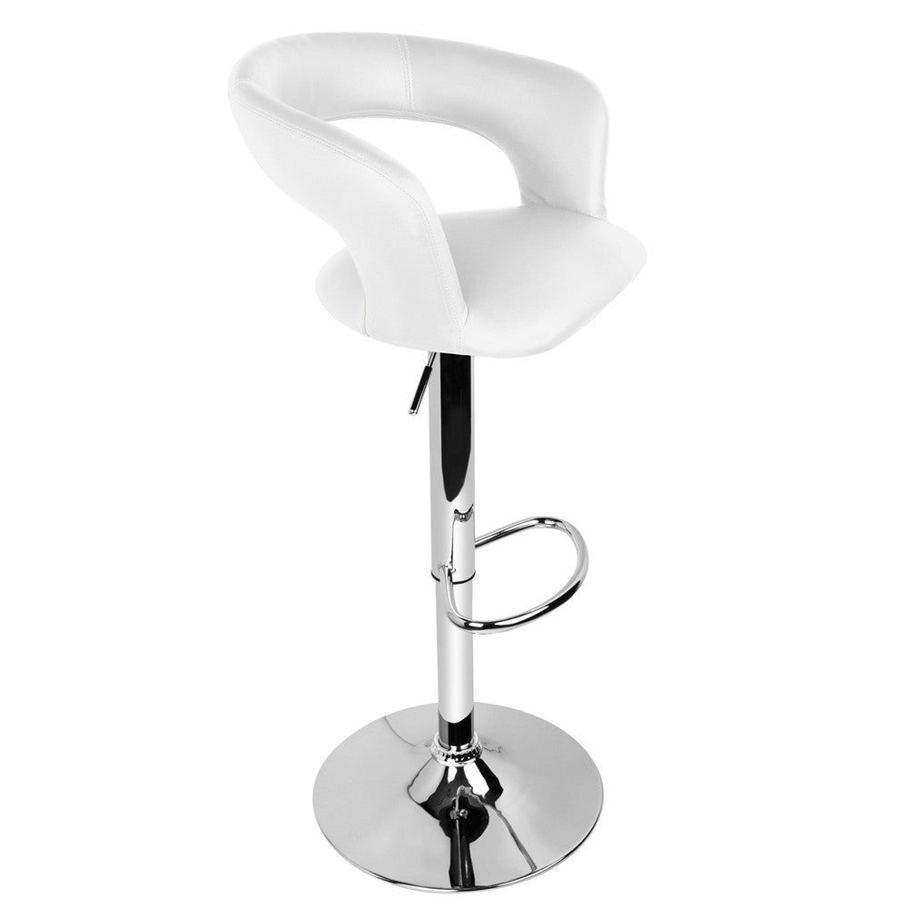 Set of 2 PU Leather Kitchen Bar Stool White