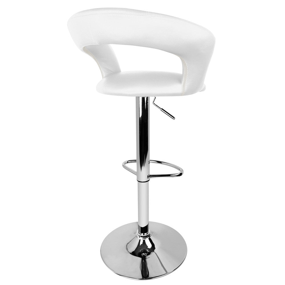 Set of 2 PU Leather Kitchen Bar Stool White