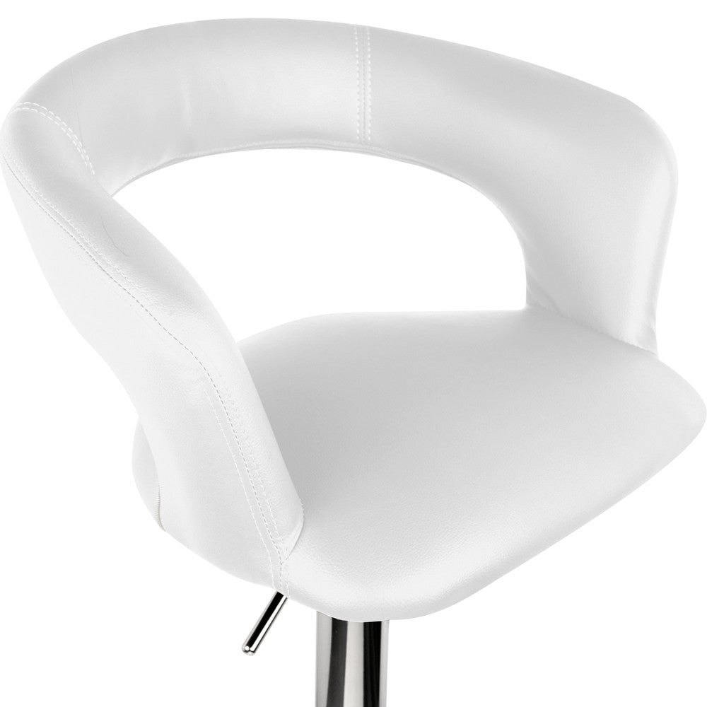 Set of 2 PU Leather Kitchen Bar Stool White