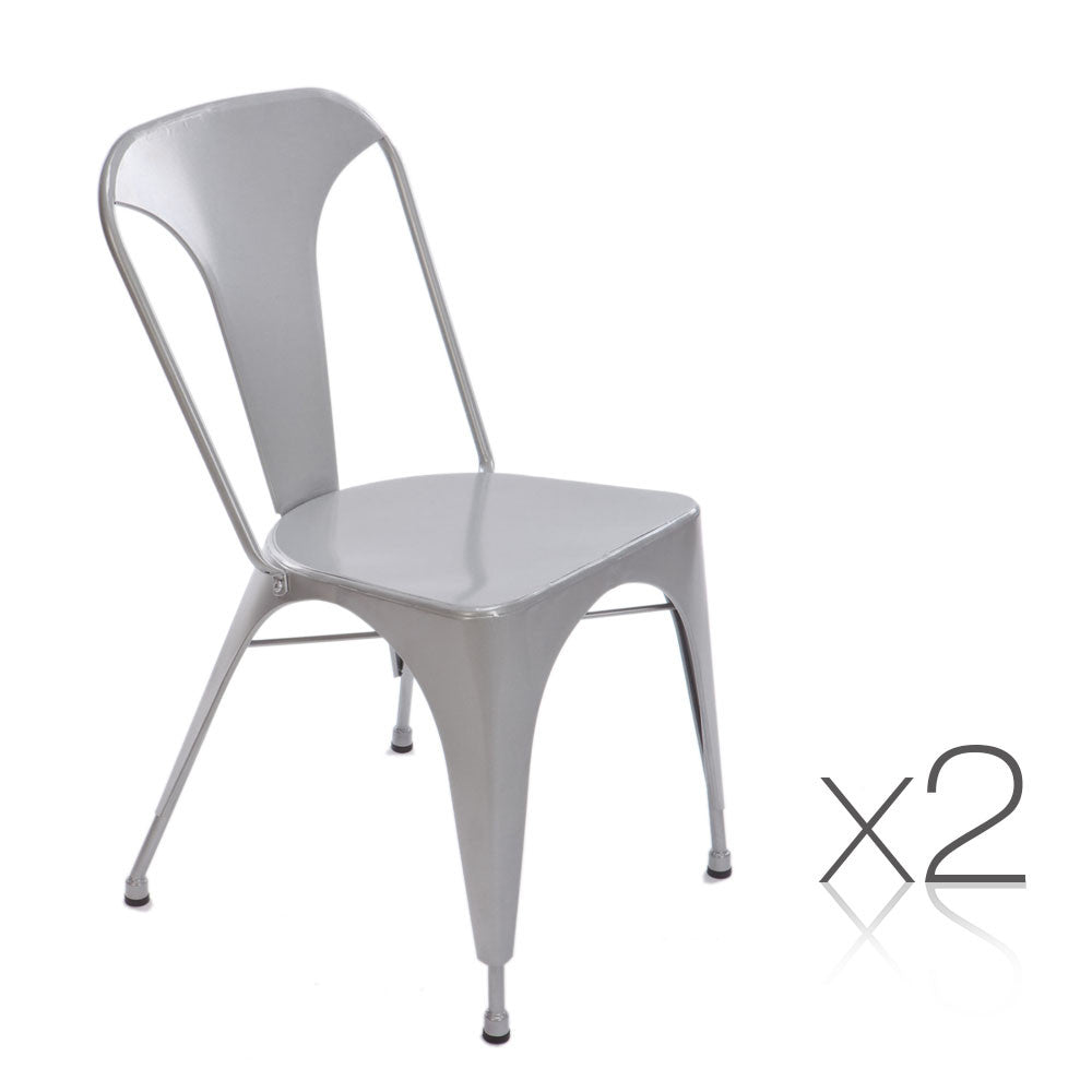 Set of 2 Steel Dining Chair Silver