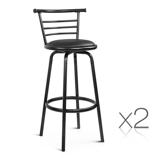 Set of 2 360°Swivel Bar Stool - Black