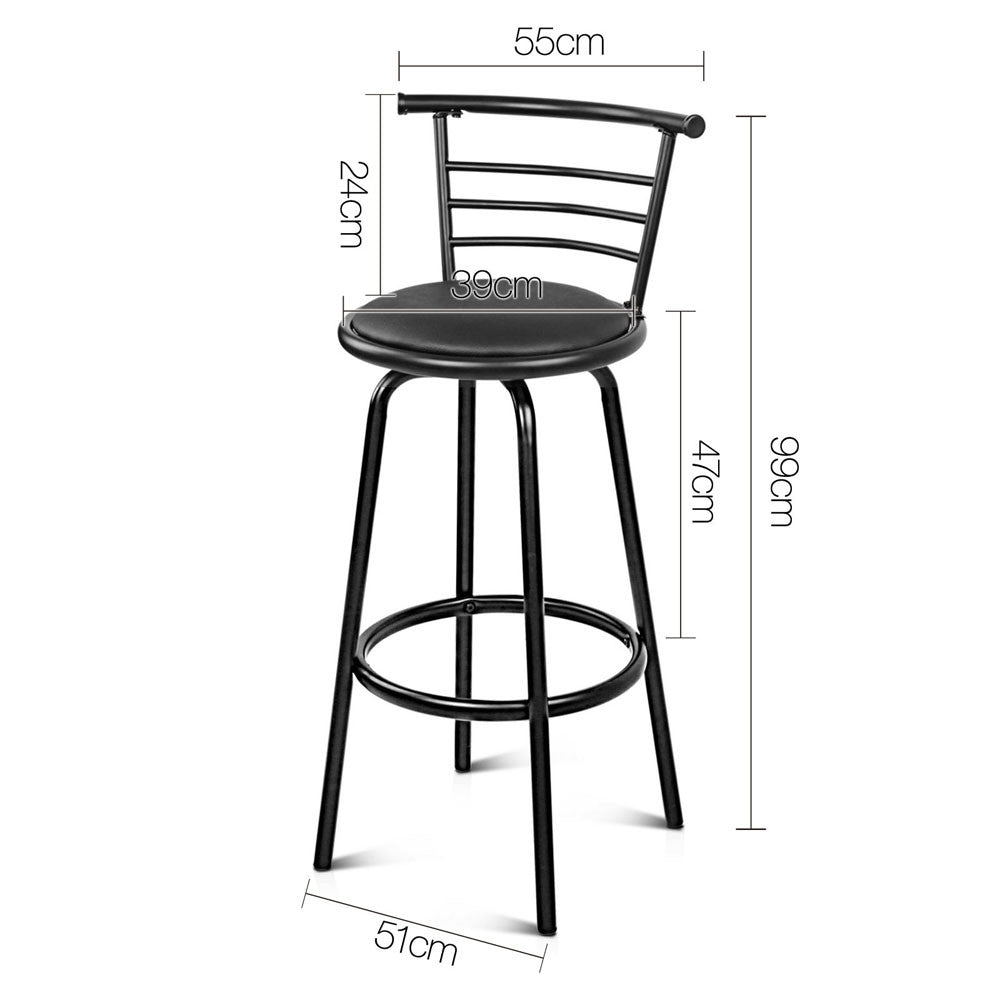 Set of 2 360°Swivel Bar Stool - Black