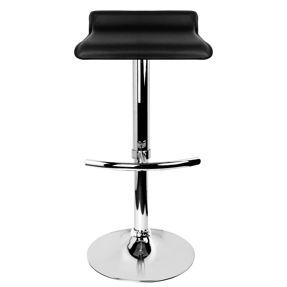 Set of 2 PVC Leather Kitchen Bar Stool Black