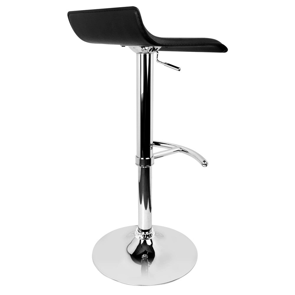 Set of 2 PVC Leather Kitchen Bar Stool Black