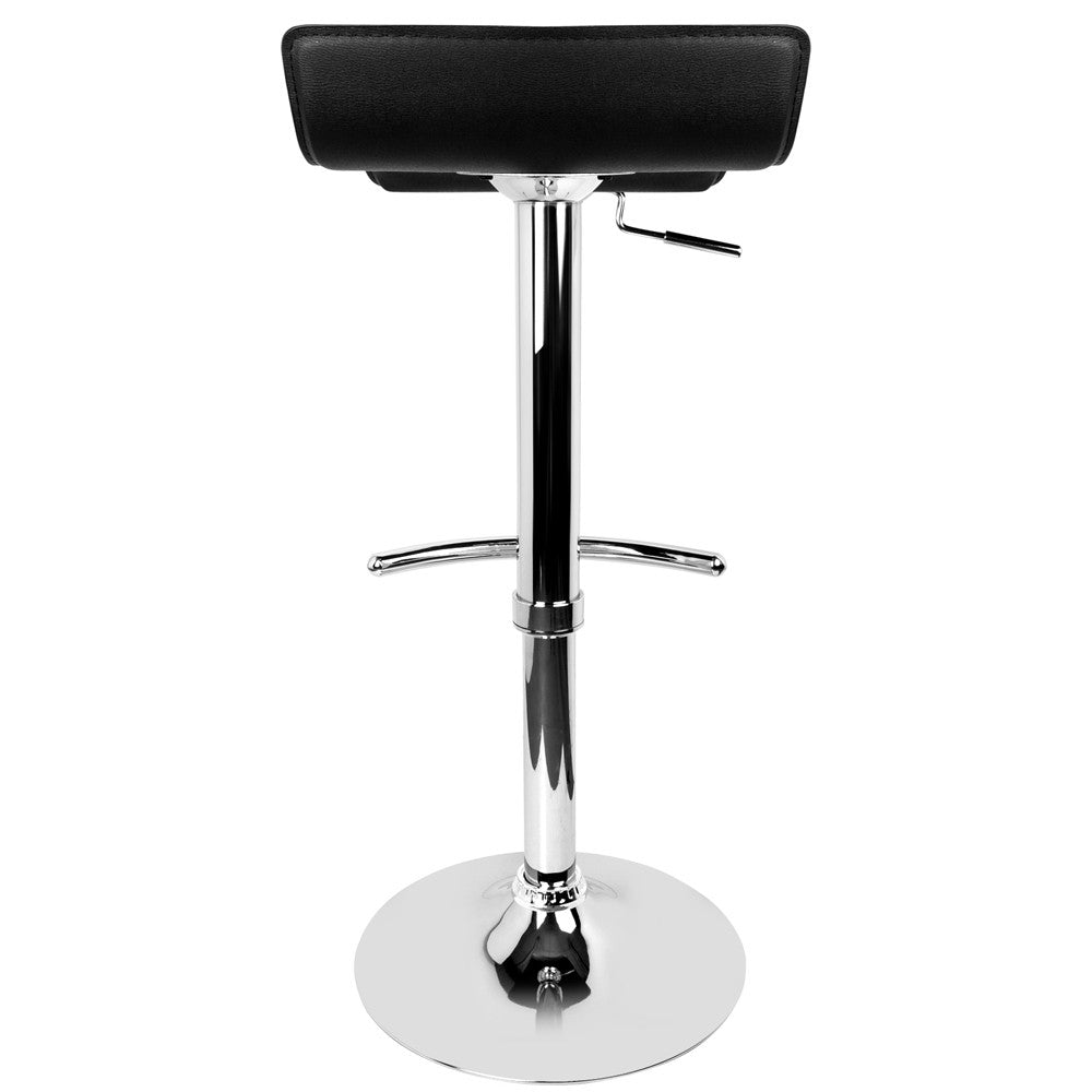 Set of 2 PVC Leather Kitchen Bar Stool Black