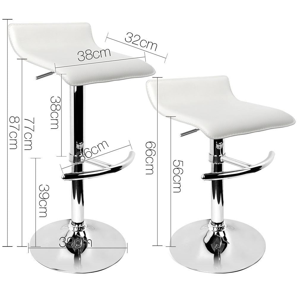 Set of 2 PVC Leather Kitchen Bar Stool White