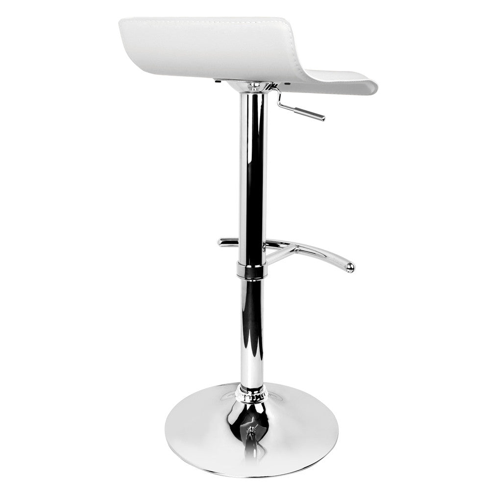 Set of 2 PVC Leather Kitchen Bar Stool White