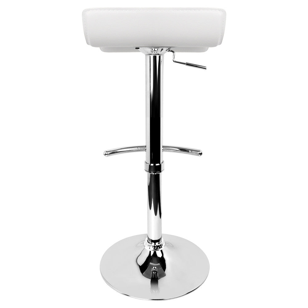 Set of 2 PVC Leather Kitchen Bar Stool White