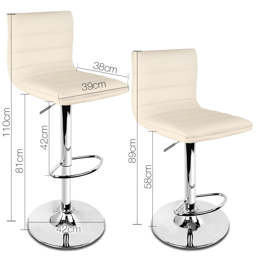 Set of 2 PU Leather Kitchen Bar Stool Beige