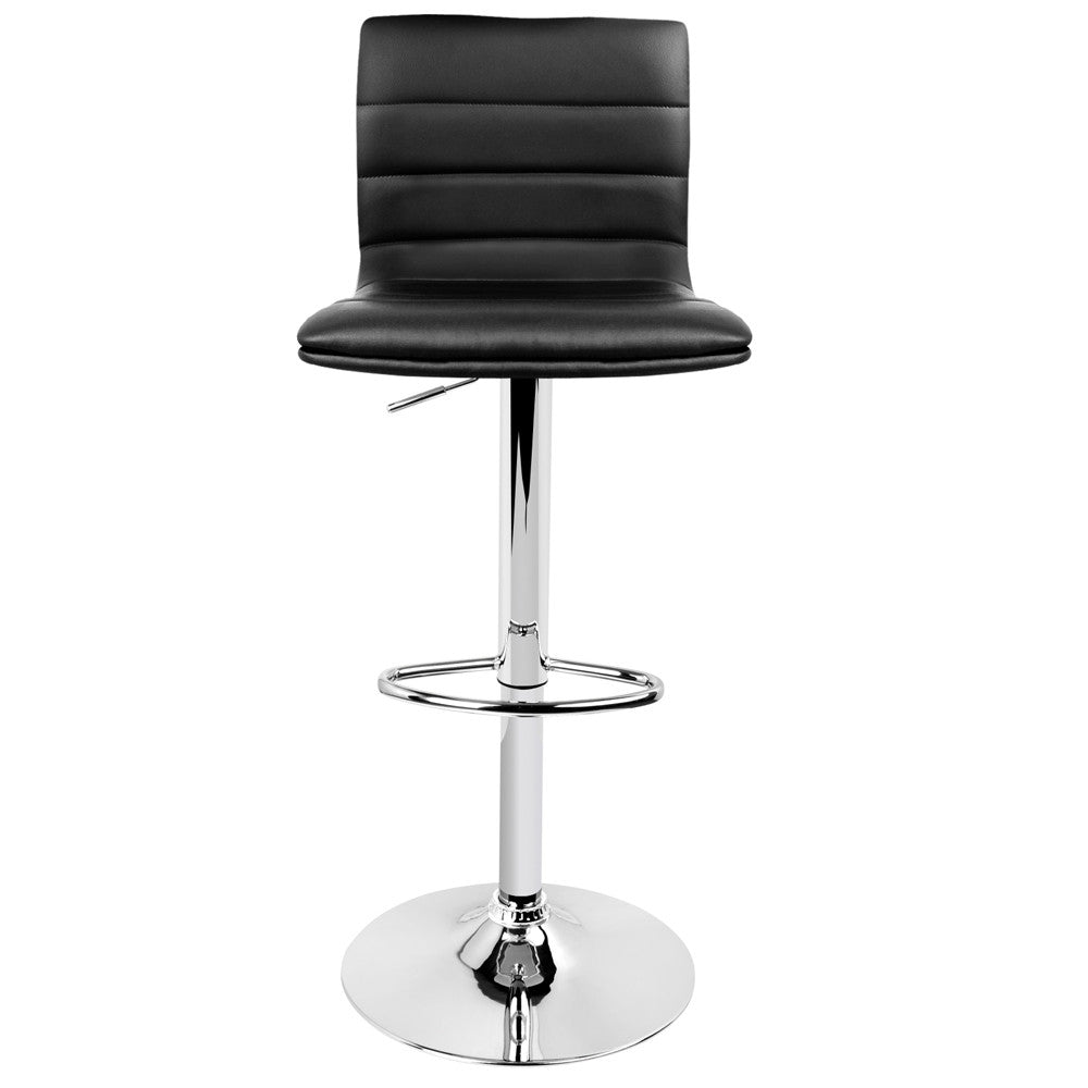 Set of 2 PU Leather Kitchen Bar Stool Black