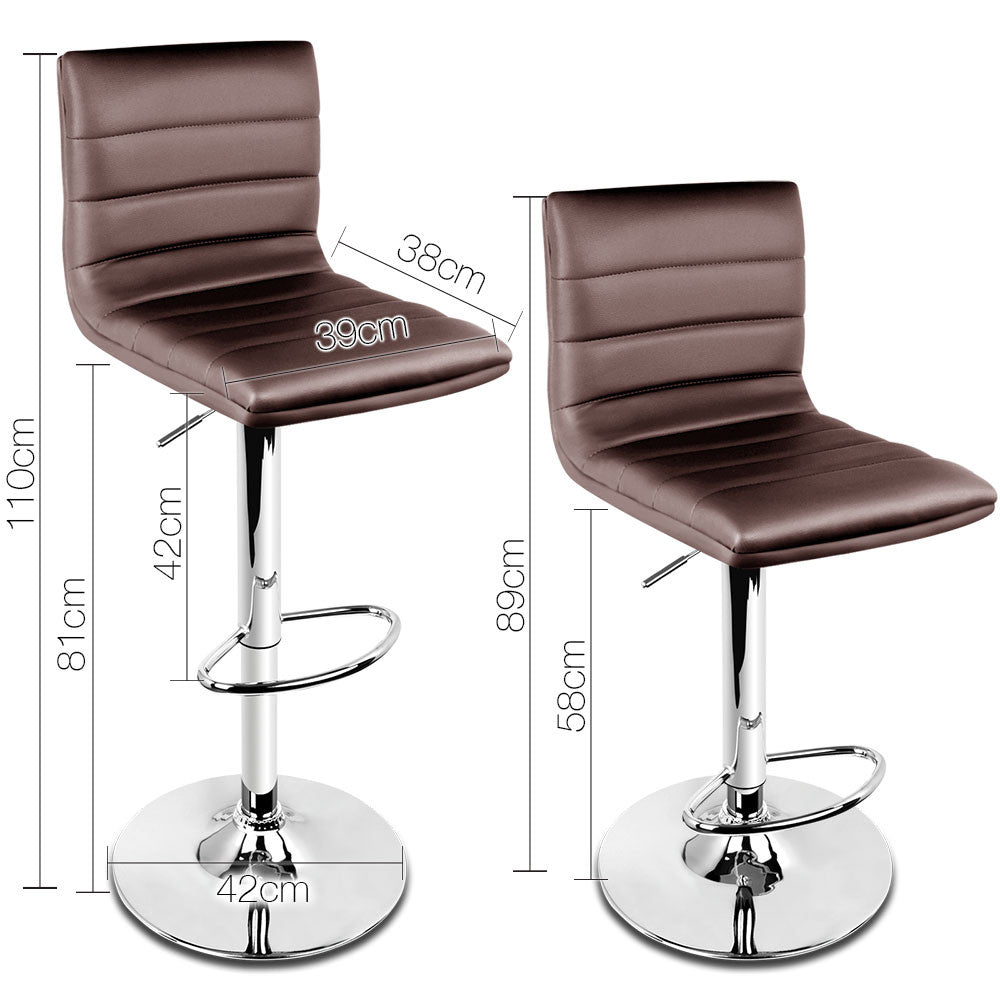 Set of 2 PU Leather Kitchen Bar Stool Chocolate