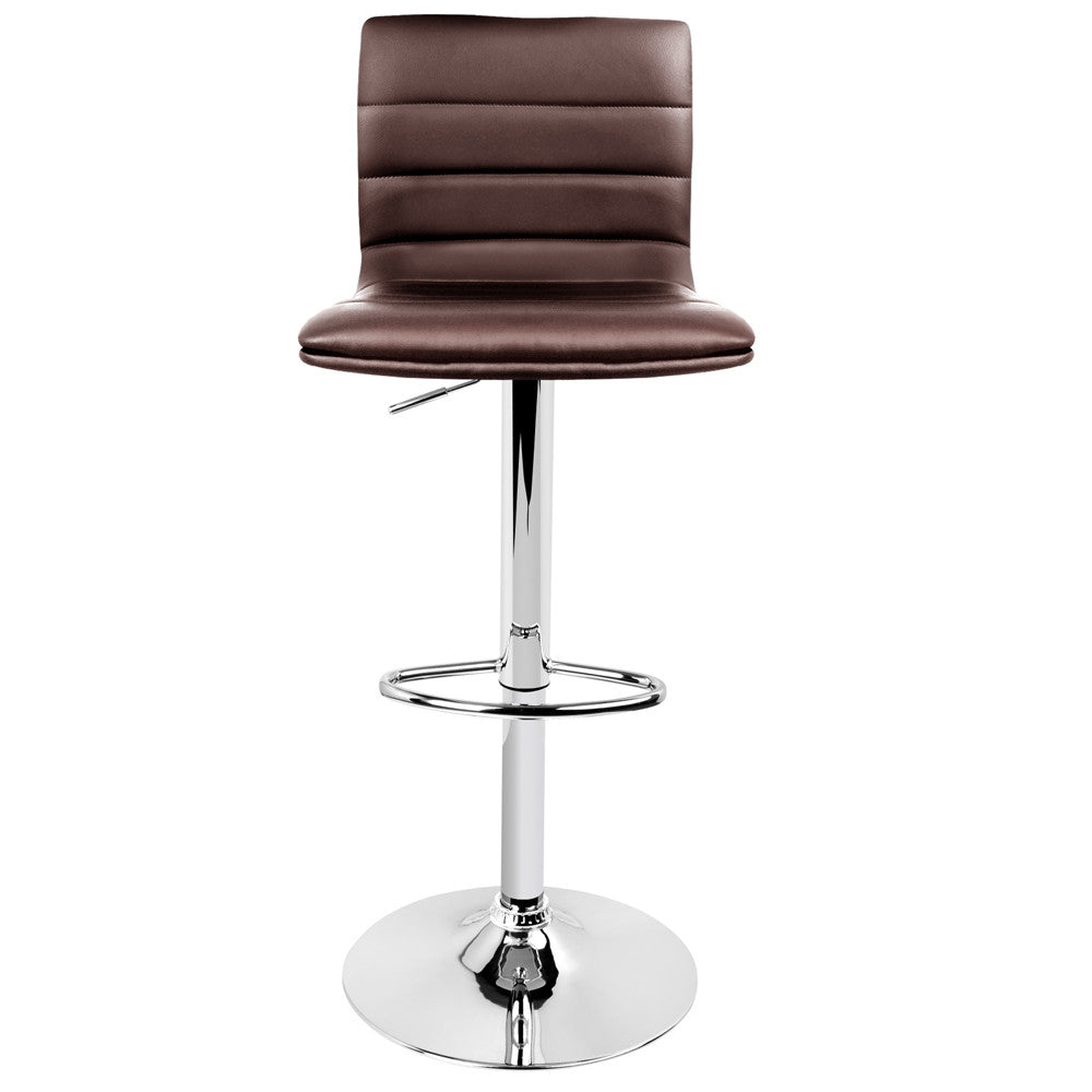 Set of 2 PU Leather Kitchen Bar Stool Chocolate