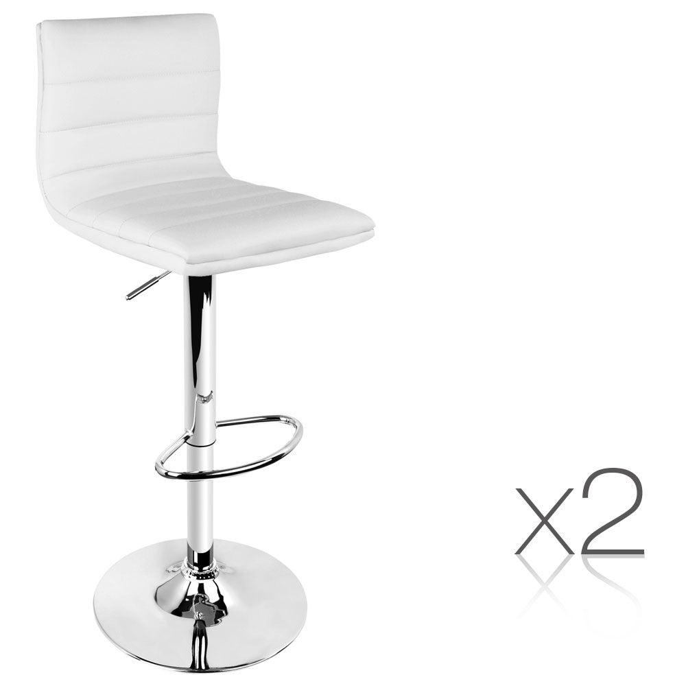 Set of 2 PU Leather Kitchen Bar Stool White