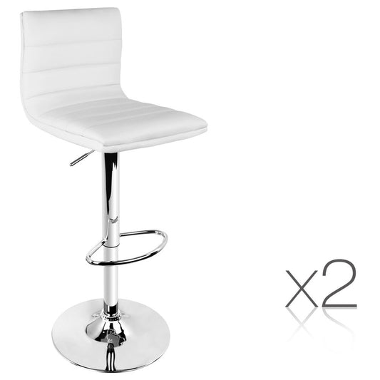 Set of 2 PU Leather Kitchen Bar Stool White