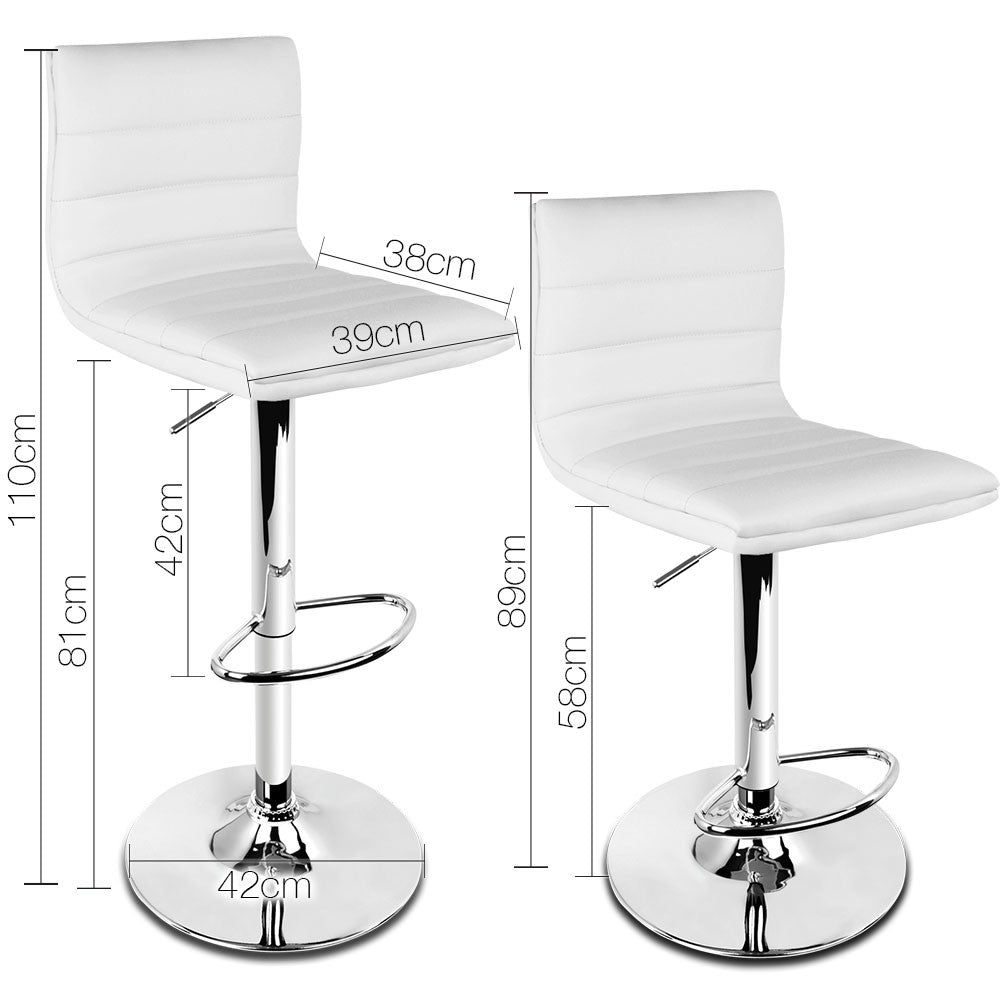 Set of 2 PU Leather Kitchen Bar Stool White