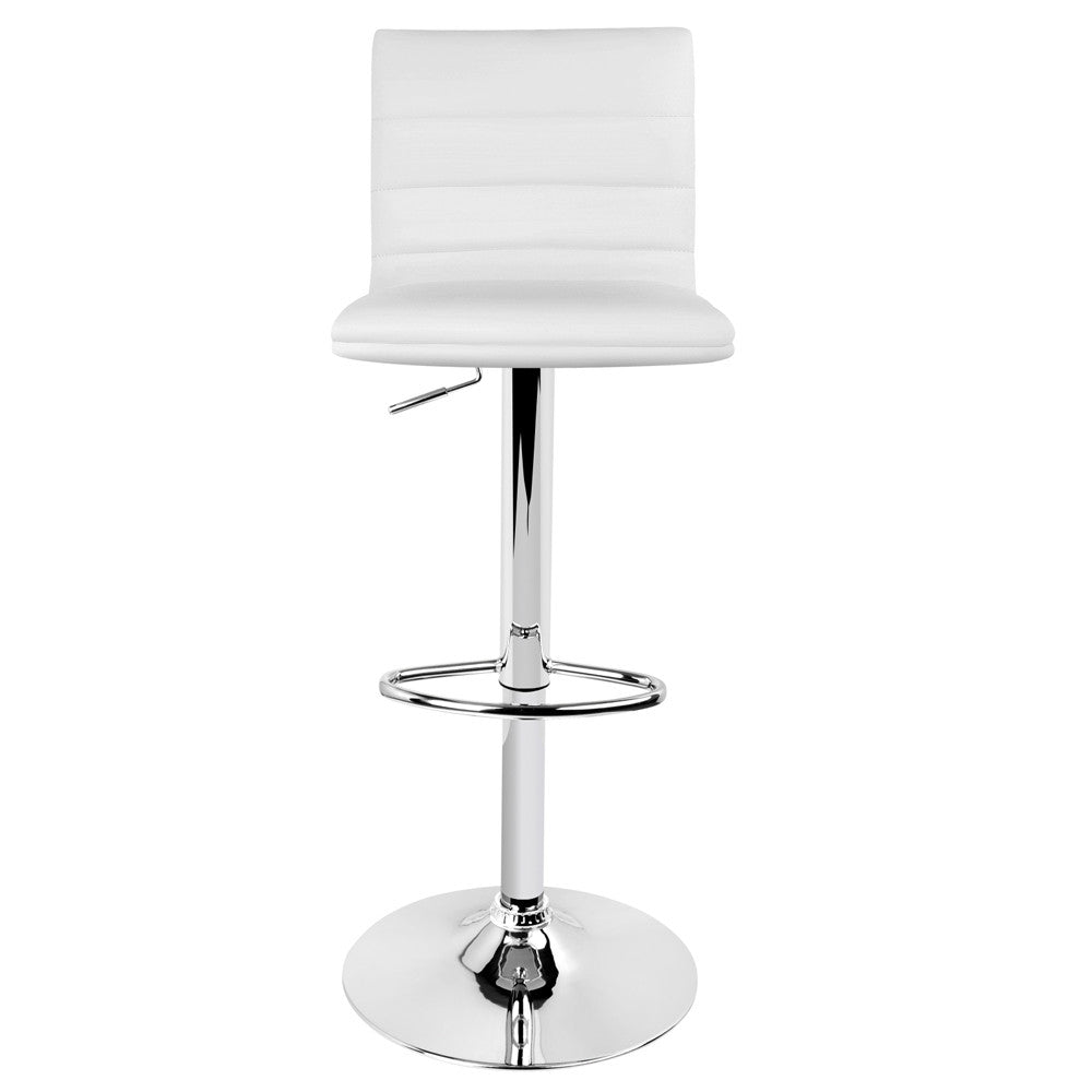 Set of 2 PU Leather Kitchen Bar Stool White