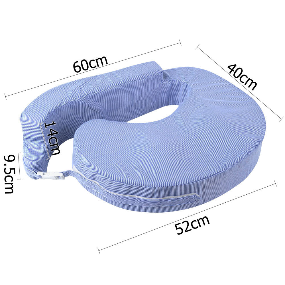 Baby Breast Feeding Support Memory Foam Pillow w/ Zip Cover Blue