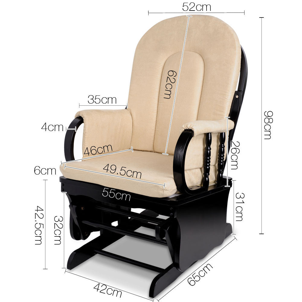 Baby Breast Feeding Sliding Glider Chair w/ Ottoman Beige