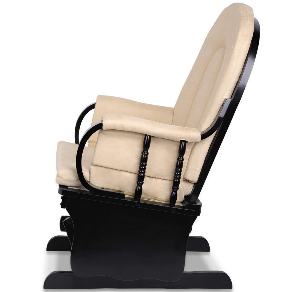 Baby Breast Feeding Sliding Glider Chair w/ Ottoman Beige