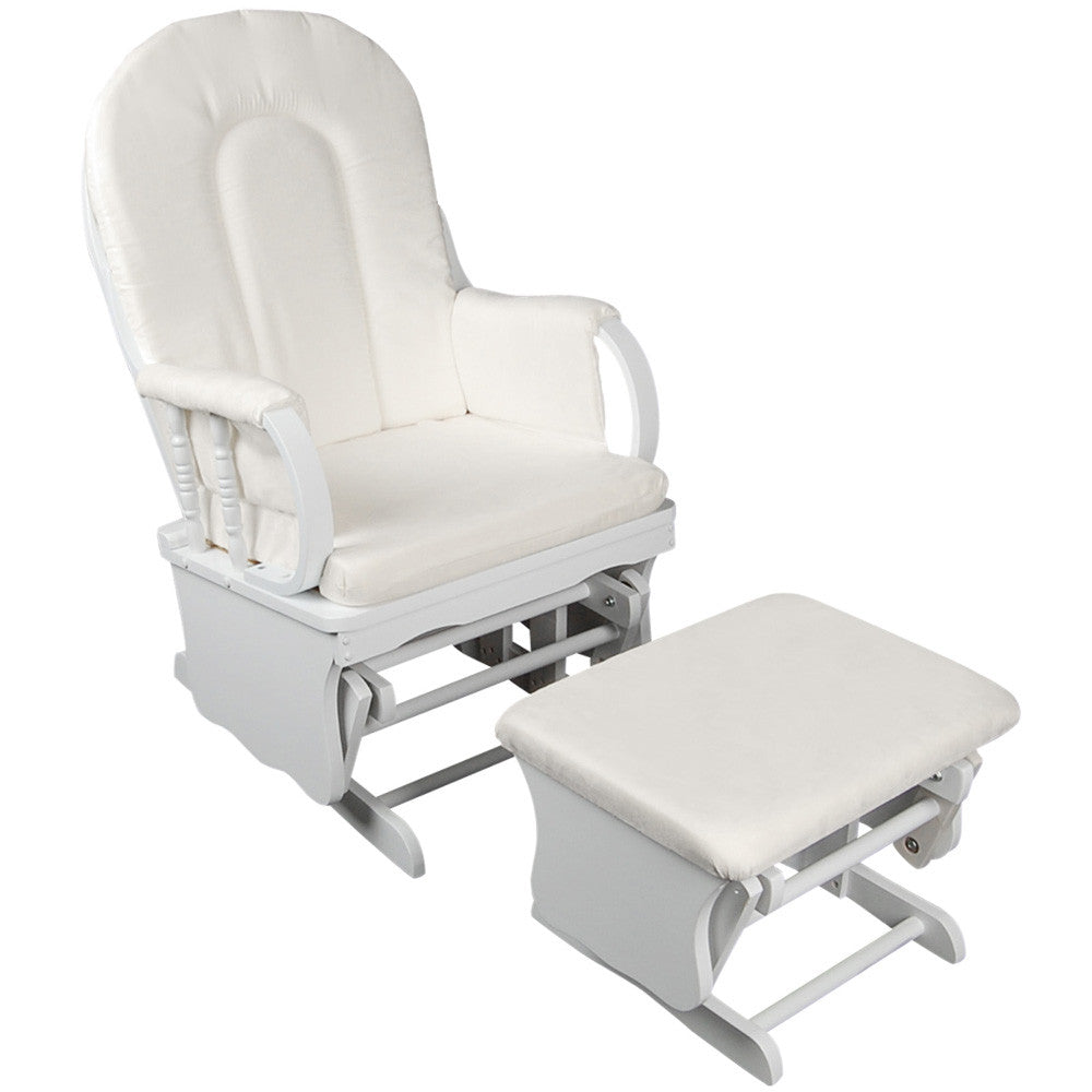 Baby Breast Feeding Sliding Glider Chair w/ Ottoman White