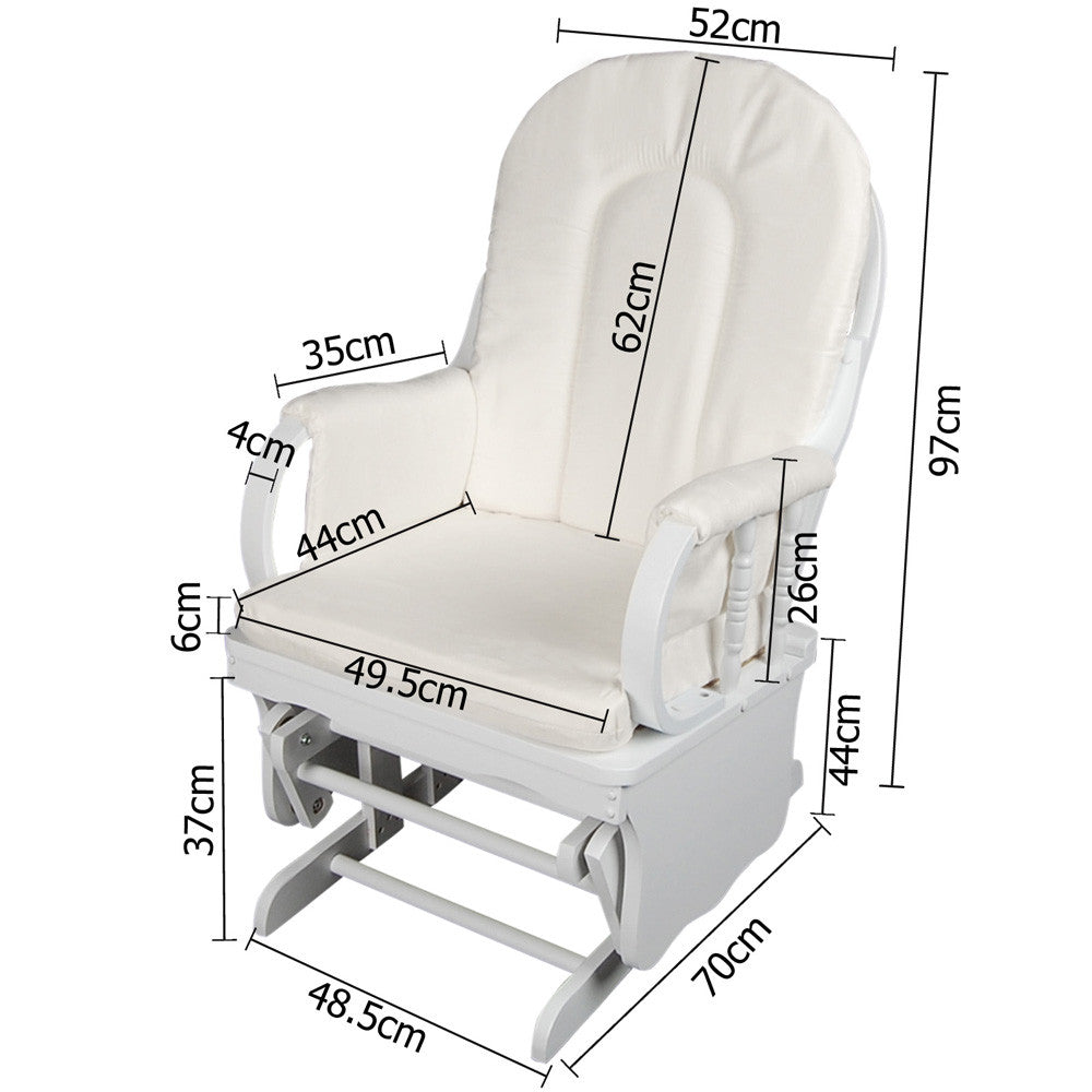 Baby Breast Feeding Sliding Glider Chair w/ Ottoman White