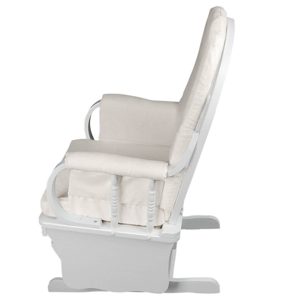 Baby Breast Feeding Sliding Glider Chair w/ Ottoman White