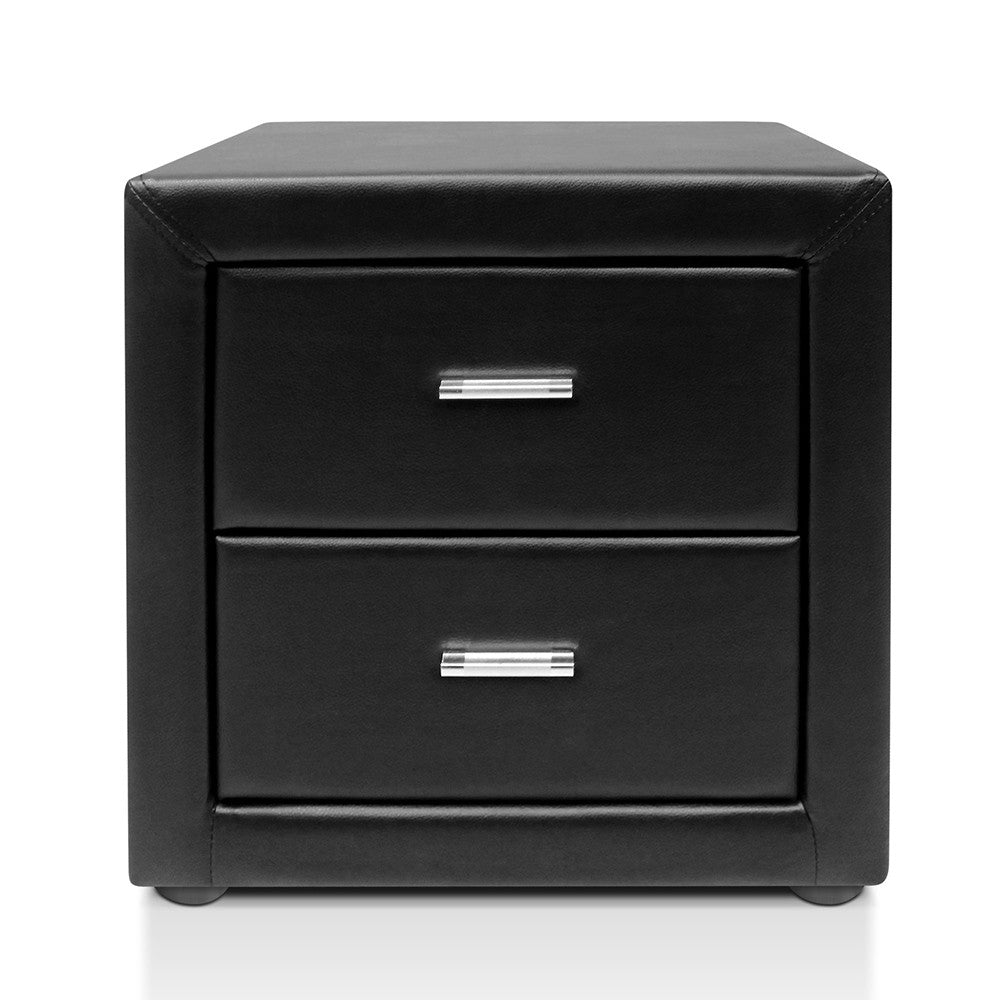 Deluxe PU Leather 2 Drawers Cabinet Black