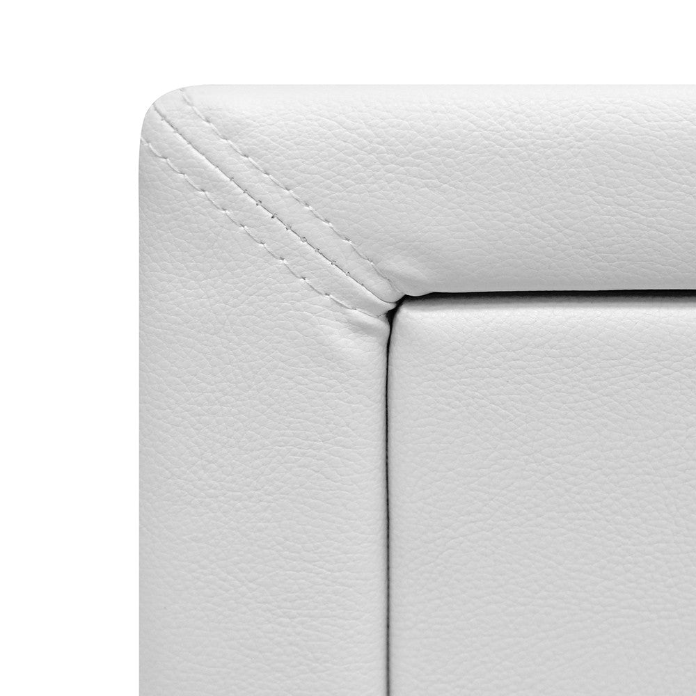 Deluxe PU Leather 2 Drawers Cabinet White