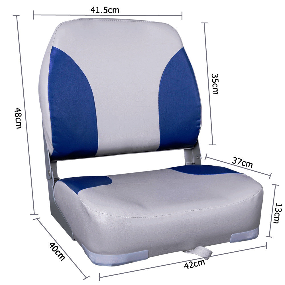 Set of 2 Swivel Folding Marine Boat Seats Grey Blue