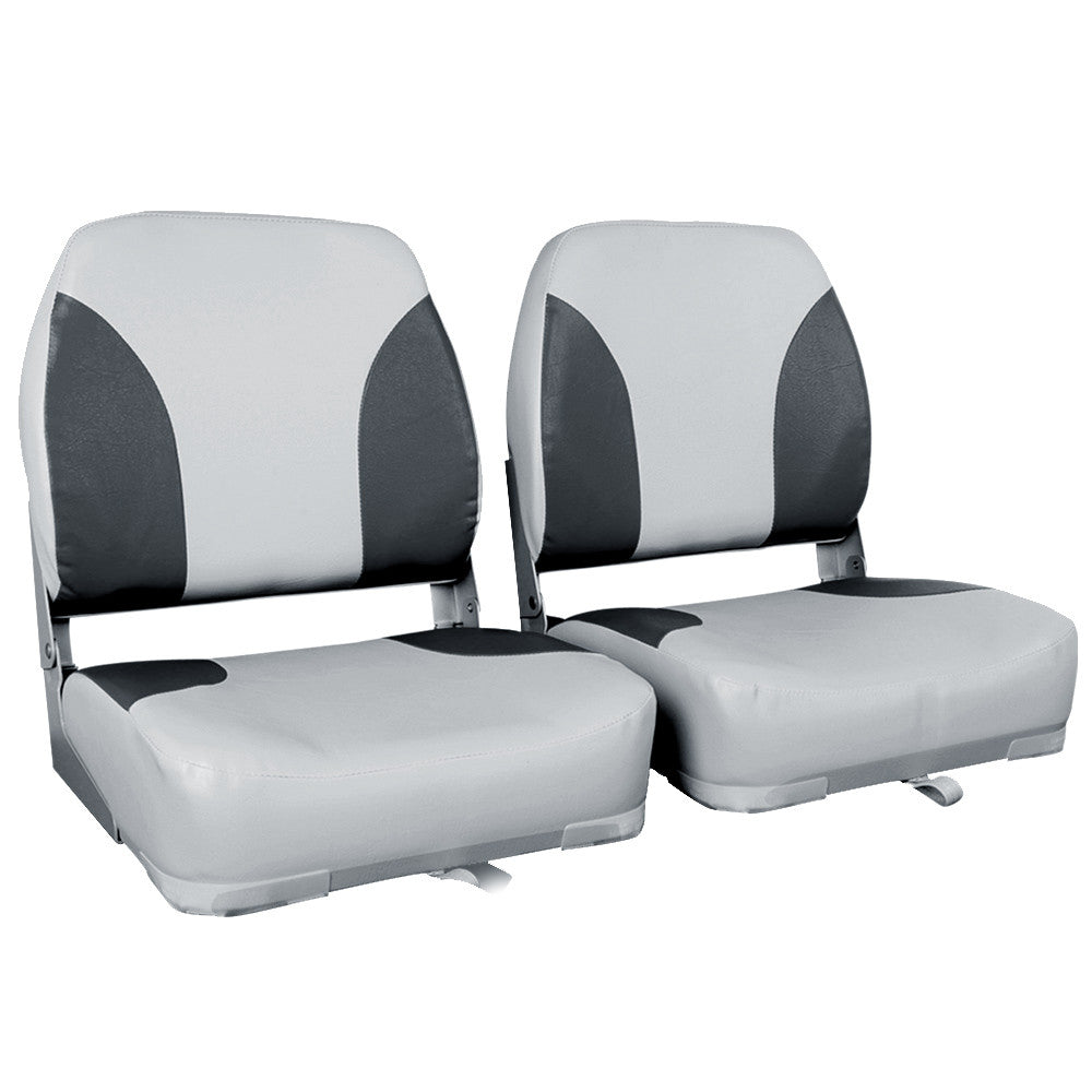 Set of 2 Swivel Folding Marine Boat Seats Grey Black