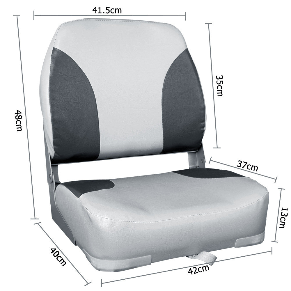 Set of 2 Swivel Folding Marine Boat Seats Grey Black