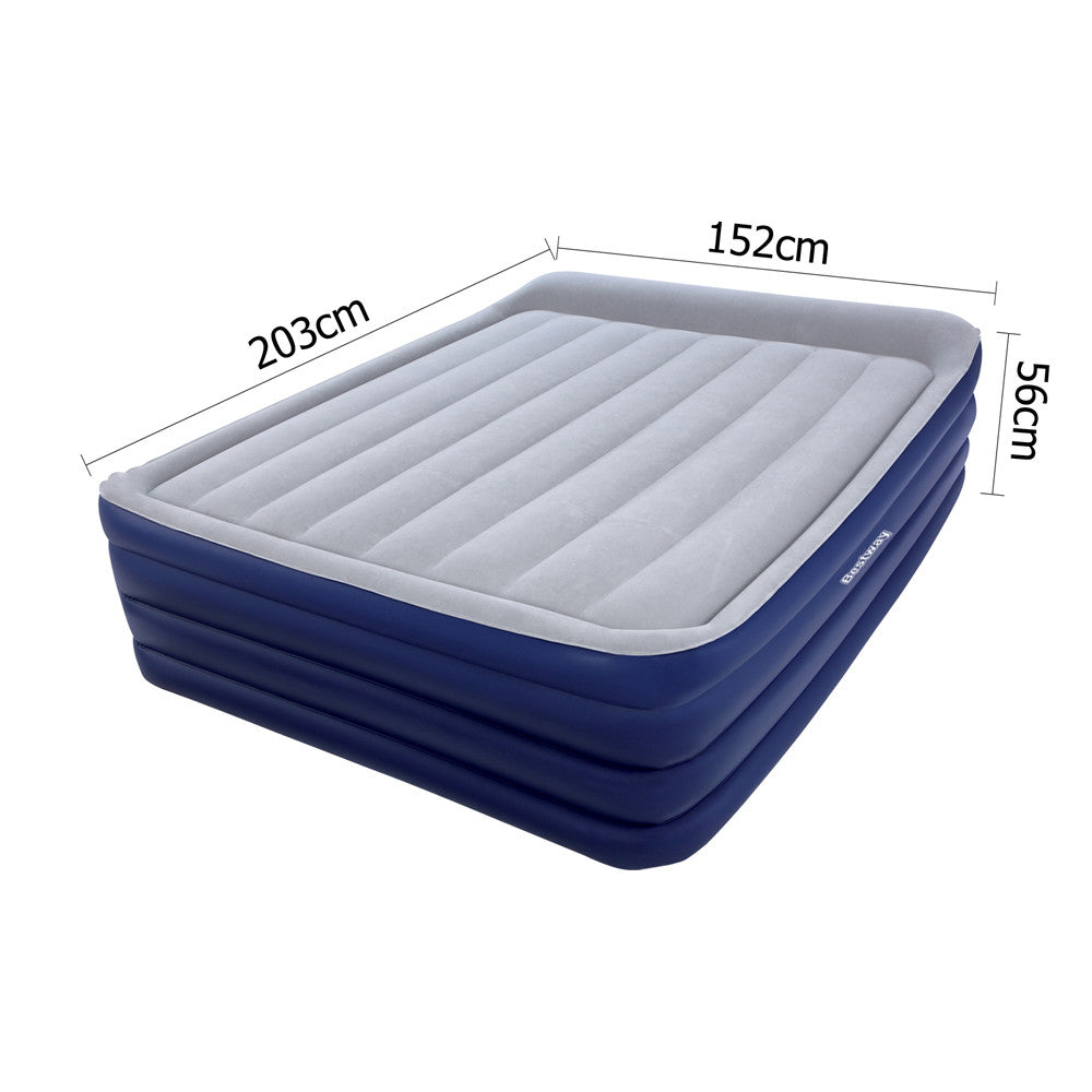 Bestway Queen Inflatable Air Mattress Bed w/ Air Pump Blue