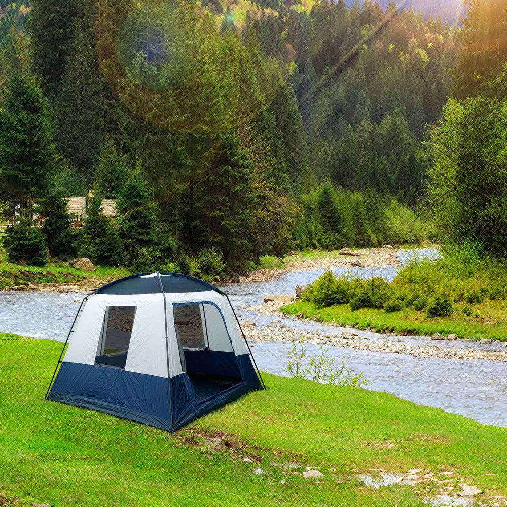 4 Person Family Camping Tent Navy Grey