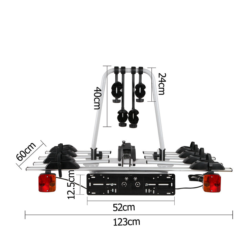 Bicycle Bike Carrier Rack  w/ Tow Ball Mount Black Silver