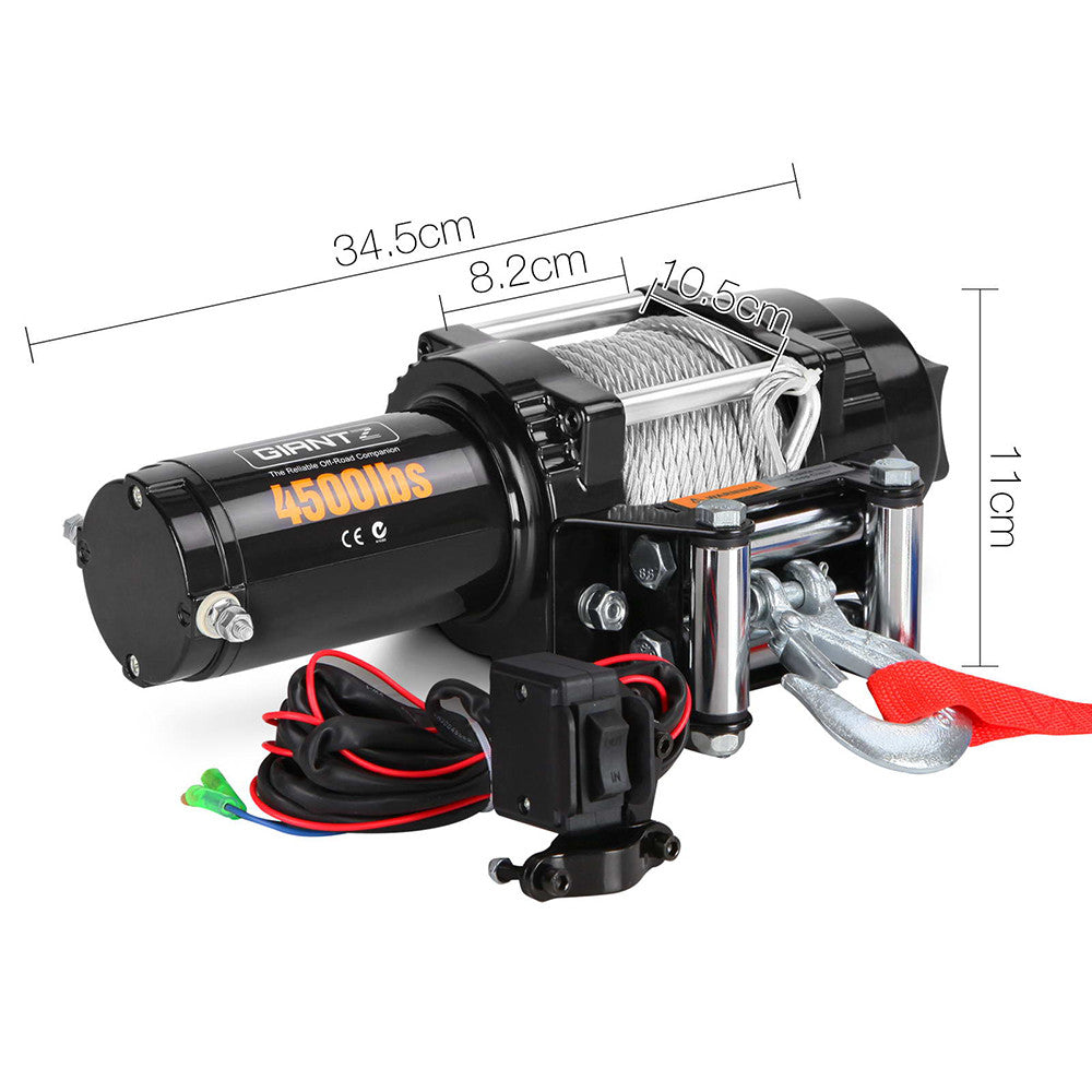 4500LBS Electric Winch ATV 4WD Steel Wire w/ Remote