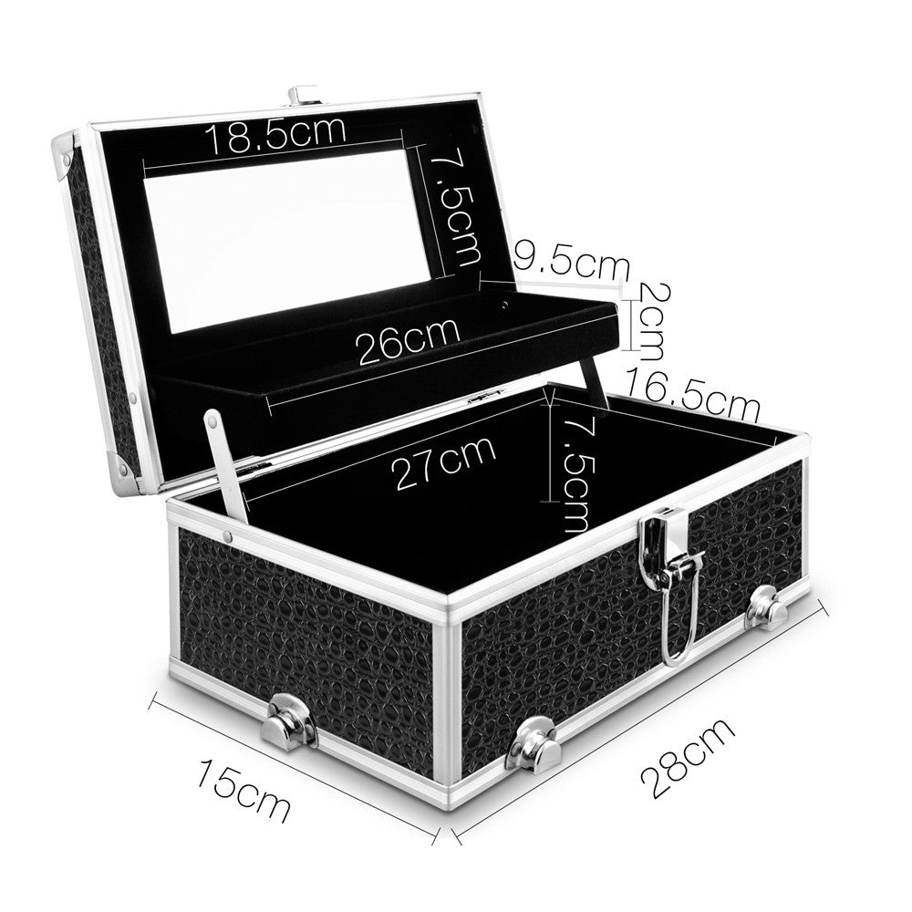 Portable Cosmetic Beauty Make Up Carry Case Box Crocodile Black